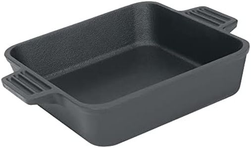 Bayou Classic 7472 8-in Cast Iron Square Cake Pan Ideal For Baking Cornbread Biscuits Cobbler and Deep Dish Pizza