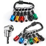 Valkynos 12Pcs Hex Shank Screwdriver Bit Holder with 105-Degree Right Angle Drill, 1/4 Inch Drill Bits Holder Keychain - Cool Gadgets for Men Dads