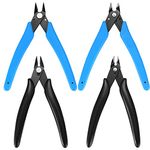 4 Pcs Wire Cable Cutters, Side Cutters, Precision Flush Cutters Wire Strippers, Electrical Snips Pliers Strippers Cutters Electrical with Soft Grip for Jewelry Craft DIY - Blue/Black