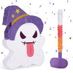 Halloween Witch Pinata - Witch Pinata with Stick and Blindfold for Kids Boys Halloween Party Games Family Game Night Halloween Witch Hanging Decorations for Mexican Day of The Dead 40 x 31 cm