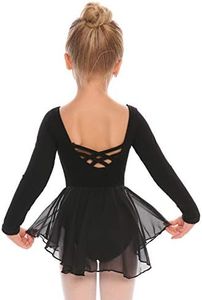 Zaclotre Ballet Leotards for Girls Toddler Classic Long Sleeve Criss-Cross Back Dance Dress Ballerina Outfits