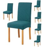 Styleys Jacquard Chair Cover Stretch Removable Washable Dining Chair Cover Protector Seat Slipcover (Pack of 6, Teal, JDMC6)