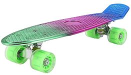 STRAUSS Polypropylene Cruiser Skateboard Penny Casterboard Hoverboard Anti-Skid Board With Abec-7 High Precision Bearings Ideal For 8 Years And Above 22 X 6 Inch, (Green,Pink,Blue)