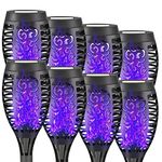 Liveasily 8 Pack Solar Torch Light with Flickering Flame, Waterproof Solar Halloween Lights Decorations, Solar Torches Halloween Decor for Garden, Yard, Porch(Purple)