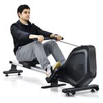 Goplus Foldable Magnetic Rowing Machine, Exercise Rower with LCD Monitor, 8 Level Adjustable Resistance, Device Holder, Transport Wheels, Full Body Exercise for Home Office Gym