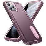 IDweel for iPhone 11 Pro Max Case with Build-in Kickstand,Heavy Duty Protection Shockproof Anti-Scratch Slim Fit Protective Sturdy Case Hard Cover for iPhone 11 Pro Max 6.5 Inch,Purple/Pink