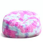 LiveGo Bean Bag Chair Cover Chair Cushion, Big Round Soft Fluffy PV rabbit plush Lazy Sofa Bed Cover, Living Room bedroom Furniture, 5ft/150cm green purple colorful (Cover Only,No Filler)