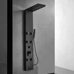 Backline Shower Panels For Bathroom SS 304 Grade | Black Aura Series Mixer Shower Hot & Cold Water Adjustable | Over Head Shower | Hand Shower | Body Mist Spray | Water Spout (Black Matt)