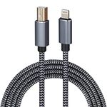 WORLDBOYU Lightning to MIDI Cable USB OTG Type B Cable for Select iPhone, iPad Models for Midi Controller, Electronic Music Instrument, Midi Keyboard, Recording Audio Interface 5.9FT