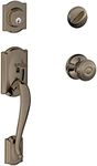 Schlage F60 V CAM 620 GEO Camelot Single Cylinder Handleset and Georgian Knob, Antique Pewter