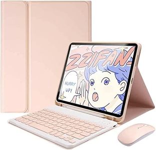 iXTRA Keyboard Case for iPad 10.2" 9th/8th/7th Gen 2021 iPad Pro 10.5" 2019/2017 Air 3rd Gen, Detachable Keyboard Slim Leather Folio Smart Cover with Wireless Bluetooth Mouse Pencil Holder, Pink