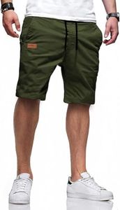 SMOWKLY Men’s Cotton Casual Cargo Shorts | Knee Length Half Pant for Men | Elastic Waist with Drawstring | Regular Fit Shorts | Bermuda Shorts for Men(1699_OLV_32) Olive Green