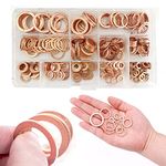 WMLBK 300pcs Assorted Crush Copper Washer Gasket Set Flat Ring Seal Kit With Box