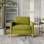 Vesgantti Green Compact Single Sofa - Foam Pocket Spring Hybrid Upholstered Couch - Modern Armchair for Living Room, Bedroom, Apartment, Home Office - Small Space Furniture - Tool-Free Assembly