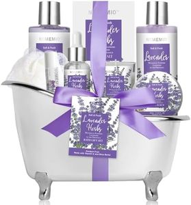 Spa Gift Basket for Women, 8pcs Lavender Spa Kit Set with Body Wash, Bubble Bath, Scrub, Bath & Beauty Skin Care Gift Sets, Christmas Gifts Set for Women, Her, Mom