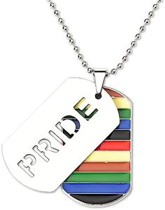 Pride Necklaces for Gay Lesbian Couple Anniversary Valentines Day Wedding Gifts for Men Boyfriend Lgbtq Rainbow Dog Tag Beaded Necklace for Pride Festival Party