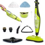 H2O HD Dual Buff Steam Mop, 8 in 1 Handheld Steam Cleaner For Kitchen Tile Floors, Hardwood Floors, Grout Cleaner, Upholstery Cleaner and Carpets, 2 washable scrub pads, 8 cleaning accessories