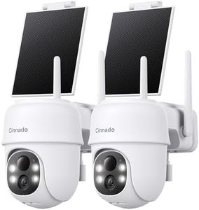 Cinnado 2K Cameras for Home Security-2.4G WiFi Outdoor Camera Wireless Solar/Battery Powered, 360° Viewing, Human Detection, Color Night Vision, Cloud/SD Storage, Works with Alexa/Google Home(2 Pack)