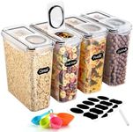 YASHE 4PCS Plastic Food Storage Container (3.7L), Airtight Cereal Storage Containers, BPA-Free Kitchen Food Containers with Lids, Cereal Dispenser with 16 Labels