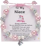 MIXJOY Niece Unicorn Gifts from Aunt, Sparkle Pink Unicorn Beaded Bracelet&Message Card w/Gift Box for Little Niece, Unicorn Lovers Magical Birthday Graduation Easter Gifts for Young Teen Niece