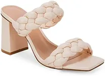 Syktkmx Womens Sandal, Braided Heeled Backless Square Open Toe Block Strappy Slip On Slide Shoes, Wide Widths