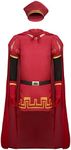 Todollcos Adult Mens Farquaad Cosplay Costume Outfit Red Cloak Tops Hat Full Set Halloween Carnival Fancy Dress Props (Medium)