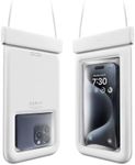 elago Universal Waterproof Phone Pouch [IP68 Certified Waterproof] Compatible with iPhone, Galaxy and All Other Smartphones, Underwater Screen Touchable Dry Bag, Dual Zipper Lock (White)