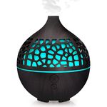 Bigqin Essential Oil Diffuser 180ML,Ultrasonic Aromatherapy Scented Diffuser Humidifier with LED Color Lights Aroma Diffuser for Spa Bedroom, Dark Brown