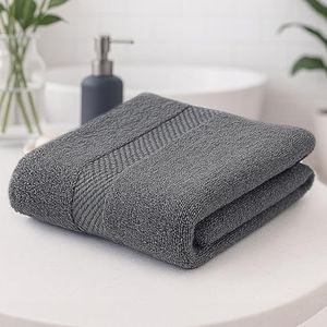 Earthy Fables Premium Bath Towel - 100% Combed Cotton, 600 GSM, Ultra Soft, Quick Dry and Highly Absorbent for Home, Travel and Acne-Prone Skin, 150 x 75 cm, Grey