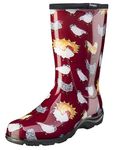 Sloggers Women's Waterproof Rain and Garden Boot with Comfort Insole, Chickens Barn Red, Size 7, Style 5016CBR07