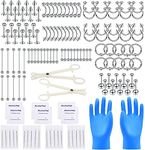 PunkTracker 140Pcs Professional Ear Piercing Kit 14G 16G Stainless Steel Nose Piercing Kit Piercing Needles Nose Daith Eyebrow Lip Cartilage Tragus Helix Ear Piercing Belly Piercing Set