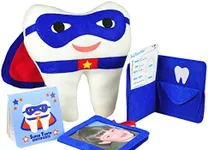 Tickle & Main 3-Piece Superhero Tooth Fairy Pillow for Boys Gifts Kit, Includes Boy's Pillow with Pocket, Dear Tooth Fairy Notepad & Keepsake Photo Pouch, Age 5-10 Years Old