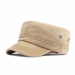 Military Army Cadet Hat Men Women Unisex Flat Top Baseball Cap Adjustable Daily Sports Camping Hiking Hat, Style5-beige, One size