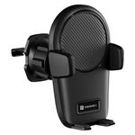 Portronics Clamp Z Car Phone Holder Stand with 360 Degree Rotation, AC Vent Mount, Strong Grip, Single Hand Use, Shockproof Build, Mobile Stand for Car (Black)