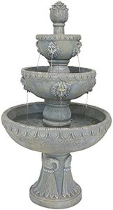 Sunnydaze Lion Head 53-Inch 4-Tier Fiberglass Water Fountain - Electric Submersible Pump