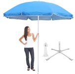 RAINPOPSON Garden Umbrella With Stand Outdoor Big Size for Garden,Shop,Hotel,Restudent (Cyan) A18