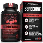 Nutratology Berberine Supplement - Max Potency 500MG Per Capsule - Supports Glucose Metabolism - Healthy Blood Sugar Levels Through Efficient Metabolism Of Glucose (Sugar) + Lipids (Fats) - 60 Capsules