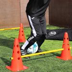 The Soccer Store Agility Traffic Cone Hurdles (Set of 6) - 18-Piece Training Cones Hurdles Set: 12x Traffic Cones & 6x Hurdle Poles with Carry Bag. Adjustable Training Hurdles for Speed & Agility.