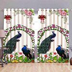 25 Home Decor Digital Print Peacock Eyelet Polyester Curtain for Door (Size 7 feet, Set of 1 Pcs)