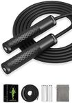 BURNCALO Weighted Jump Rope for Fitness, Skipping Rope for Men Women, Metal Heavy Handles, Ball bearings, Adjustable Length PVC Cord and Cotton Rope, Endurance Training Fitness Exercise Workout