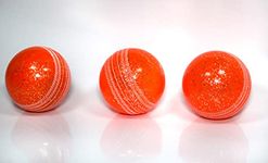 3 X Soft & Safe Glitter Cricket Balls For outdoor & indoors Rubber Cricket Ball With elegant Seam for Best Performing, Coaching & Practice (ORANGE)