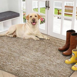 REFETONE Indoor Doormat, Front Door Mat 36"x59" Absorbent Rubber Backing Non Slip Back Door Mats, Washable Low-Profile Inside Floor Mat Door Rugs for Entryway, Resist Dirt Mud Mat for Dogs, Coffee