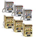 Liberty Imports 6 PCS Mini Casino Slot Machine Keychains Set - Las Vegas Souvenirs Lucky Jackpot Charm Pendants Novelty Gaming Gifts for Casino Lovers, Metallic, Mini