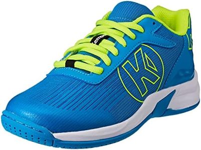 Kempa Unisex Children's Attack 2.0 Handball Shoes, Kempa Blue Fluo Yellow, 28 EU