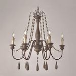 E14 American Country Solid Wood Chandelier,Duplex Wooden Baroque Chandelier,Antique French Old White Iron Chandelier,Stairs Living Room Dining Room-Retro to do Old 6