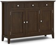 SIMPLIHOME Acadian Solid Wood 51 Inch Wide Transitional Entryway Storage Cabinet in Brunette Brown, for The Living Room, Entryway and Family Room