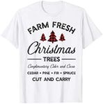 Farm Fresh Christmas Trees Vintage Xmas Plaid Tee T-Shirt ds478 T-Shirt Black