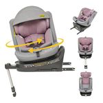 Jovikids Car Seat, i-Size 360 Rotating Car Seat with ISOFIX, Adjustable Headrest, Side Impact Protection for 40-150 cm Toddler, Infant, Child, Position Recline, ERF, 360 Swivel Baby Car Seat (Pink)