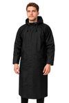 Krystle Classic Men's Waterproof Overcoat with Hood – Wind & Rain Resistant(Black,Large)
