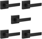 LUMIFERE Matte Black Dummy Door Handle Non-Turning Interior Door Levers (5 Pack) - Modern Keyless Lever Door Handle for Closets, Pantries, Stainless Steel - (Only One Side Use)